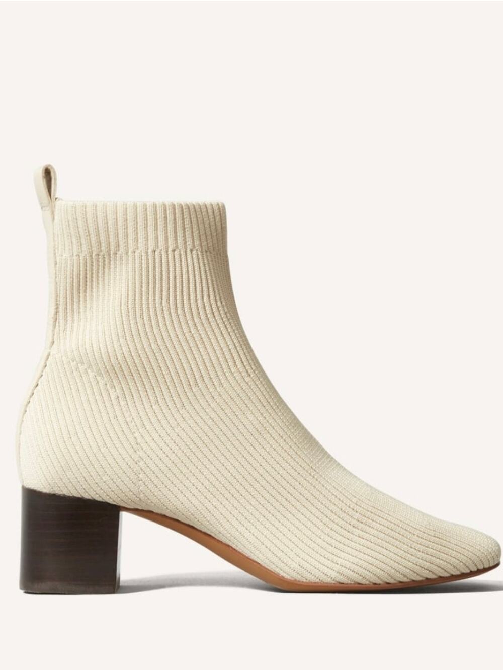 Everlane Cream Bone The Glove Boot ReKnit Sock Ankle Block Heel Bootie 6.5 NEW
